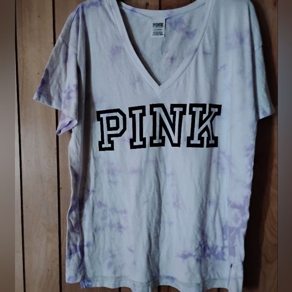 PINK Victoria's Secret Tie-Dye Tee - Purple and White